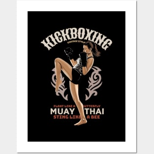 Kickboxing Girl Vintage Style Posters and Art